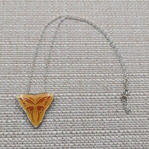 17 Inch Sterling Silver Butterfly 1978 Yellow Orange Necklace A5148